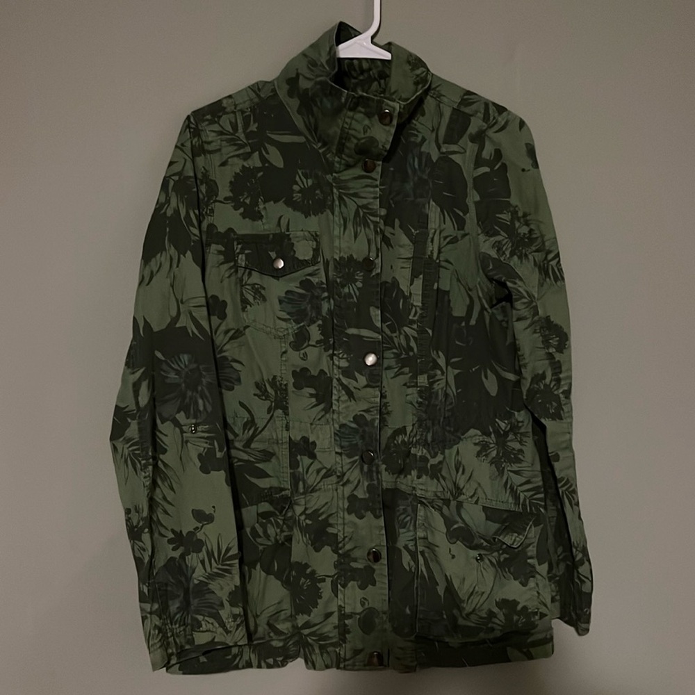 Green floral print jacket